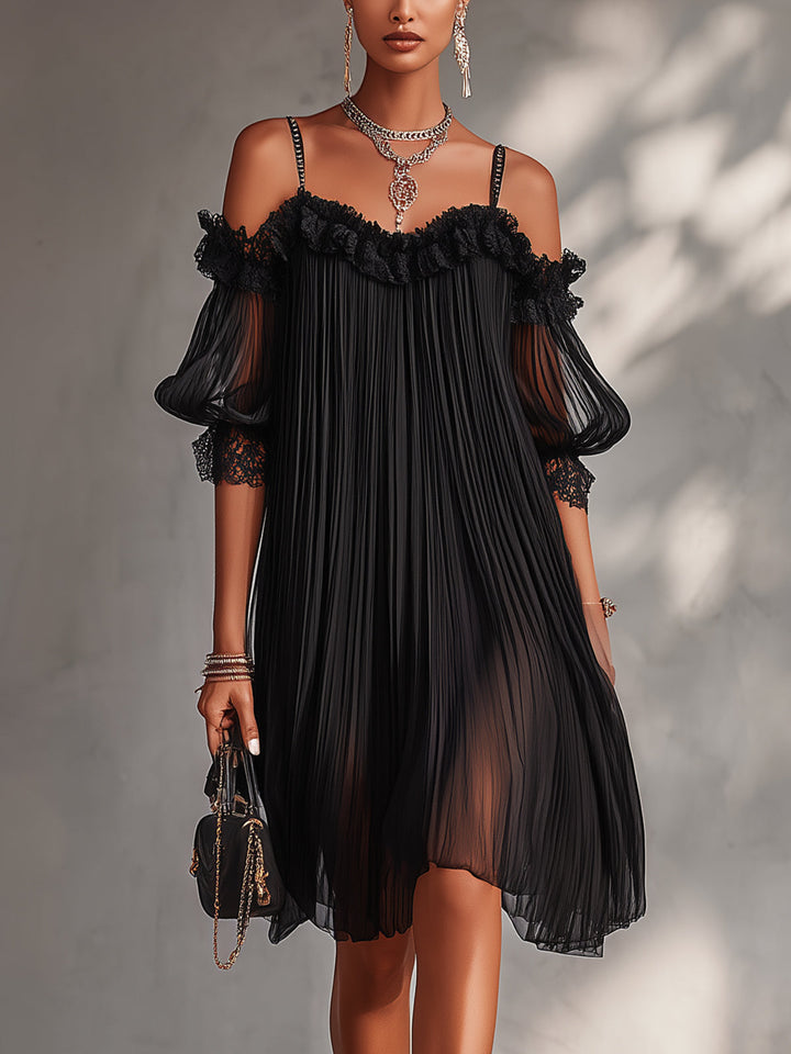 Livia | Black Chiffon Mini Dress