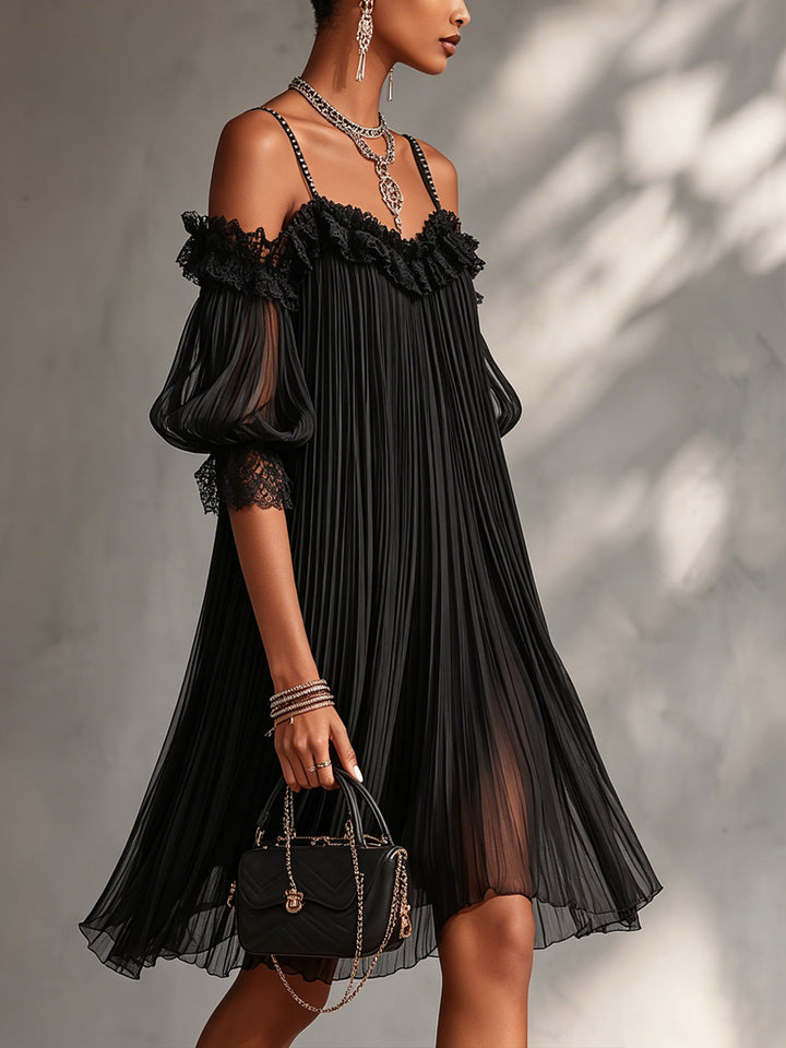 Livia | Black Chiffon Mini Dress