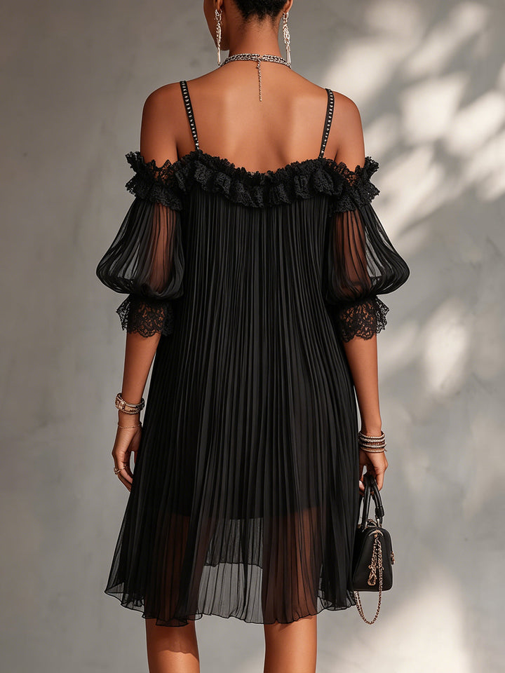Livia | Black Chiffon Mini Dress