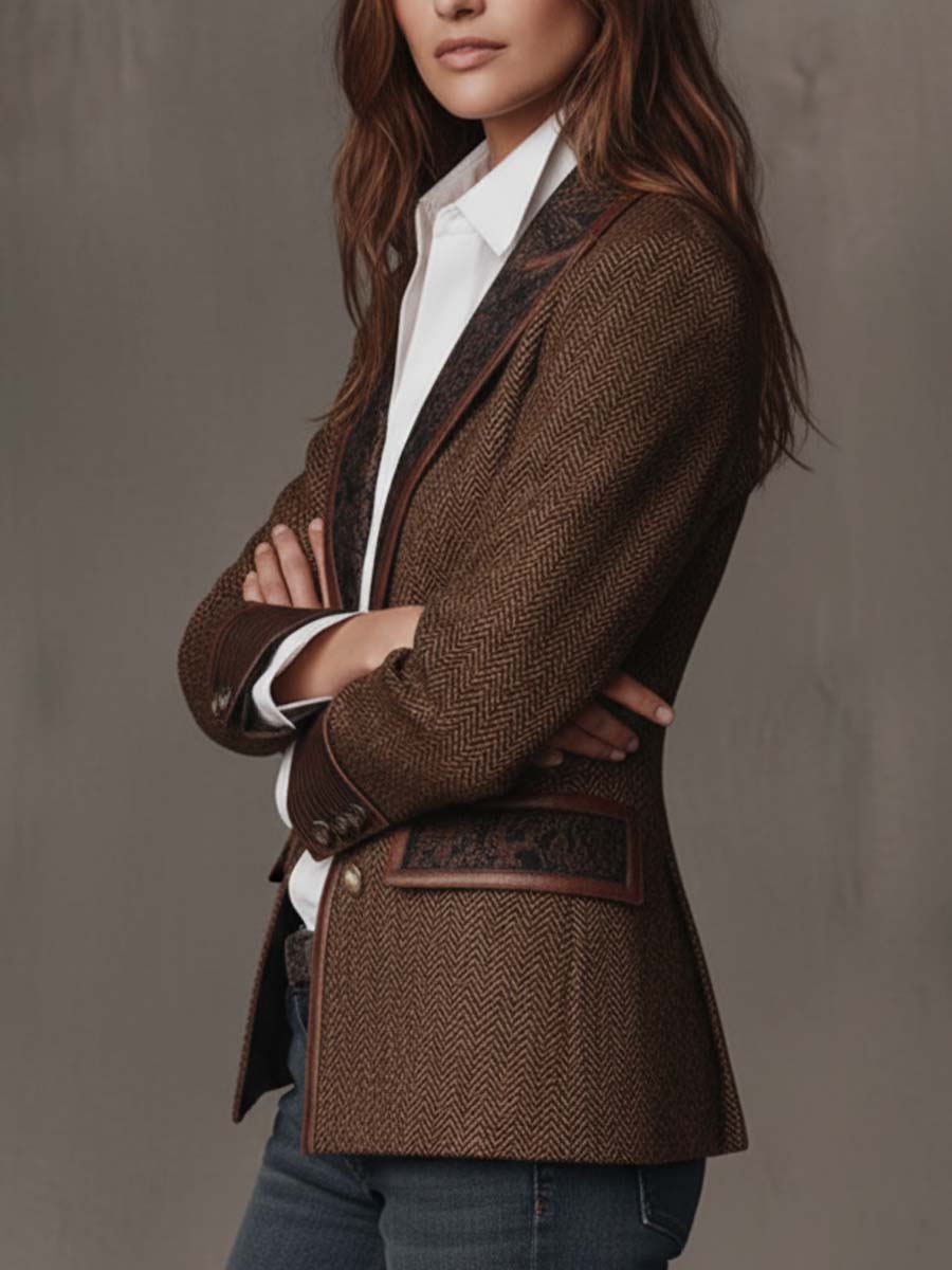 Arabella | Blazer with Houndstooth Panels