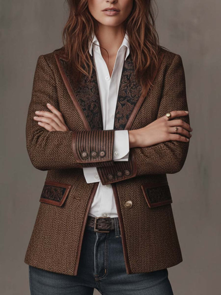 Arabella | Blazer with Houndstooth Panels