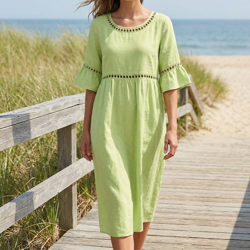 Amara | Elegant Tummy-Camouflaging Midi Dress