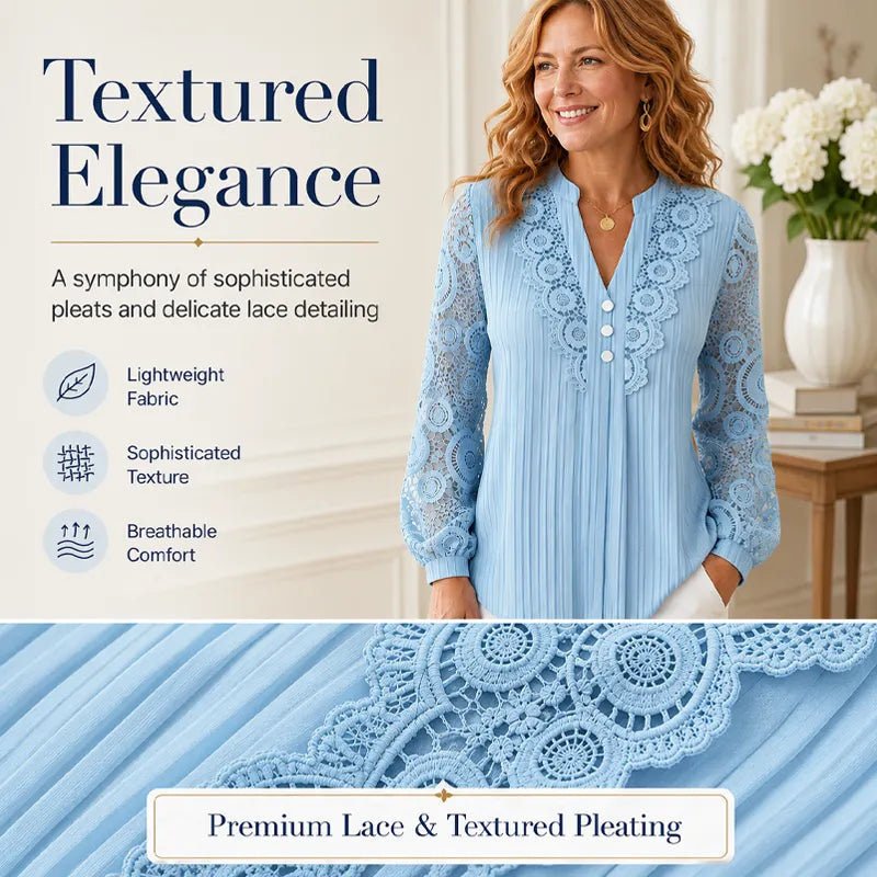 Piper | lace blouse with a V-neck and long sleeves