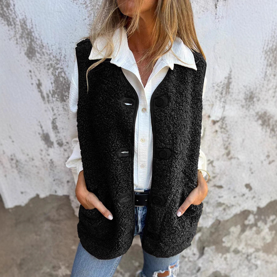 ELVIRA | Autumn Button-Up Short Warm Vest