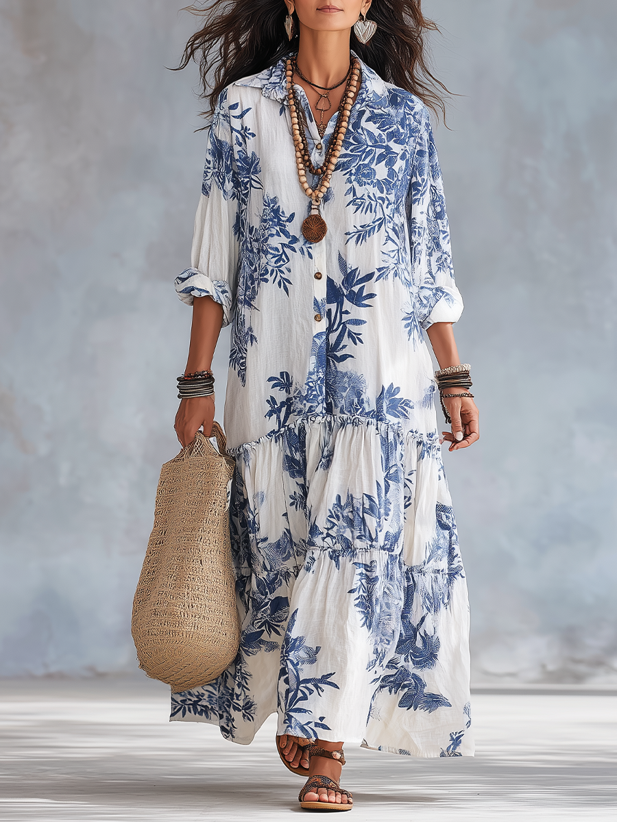 Dahlia | Button-Down Tiered Maxi Dress