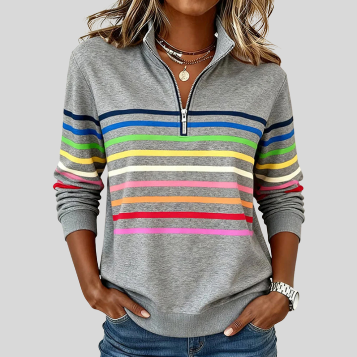 Prismette | Colourful Striped Quarter-Zip Sweatshirt