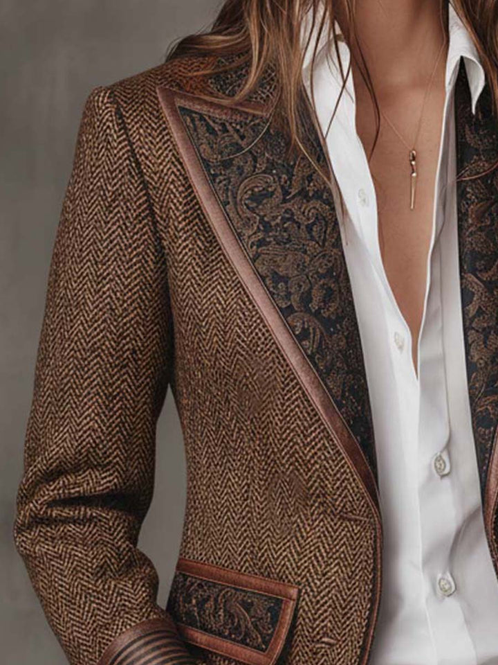 Arabella | Blazer with Houndstooth Panels