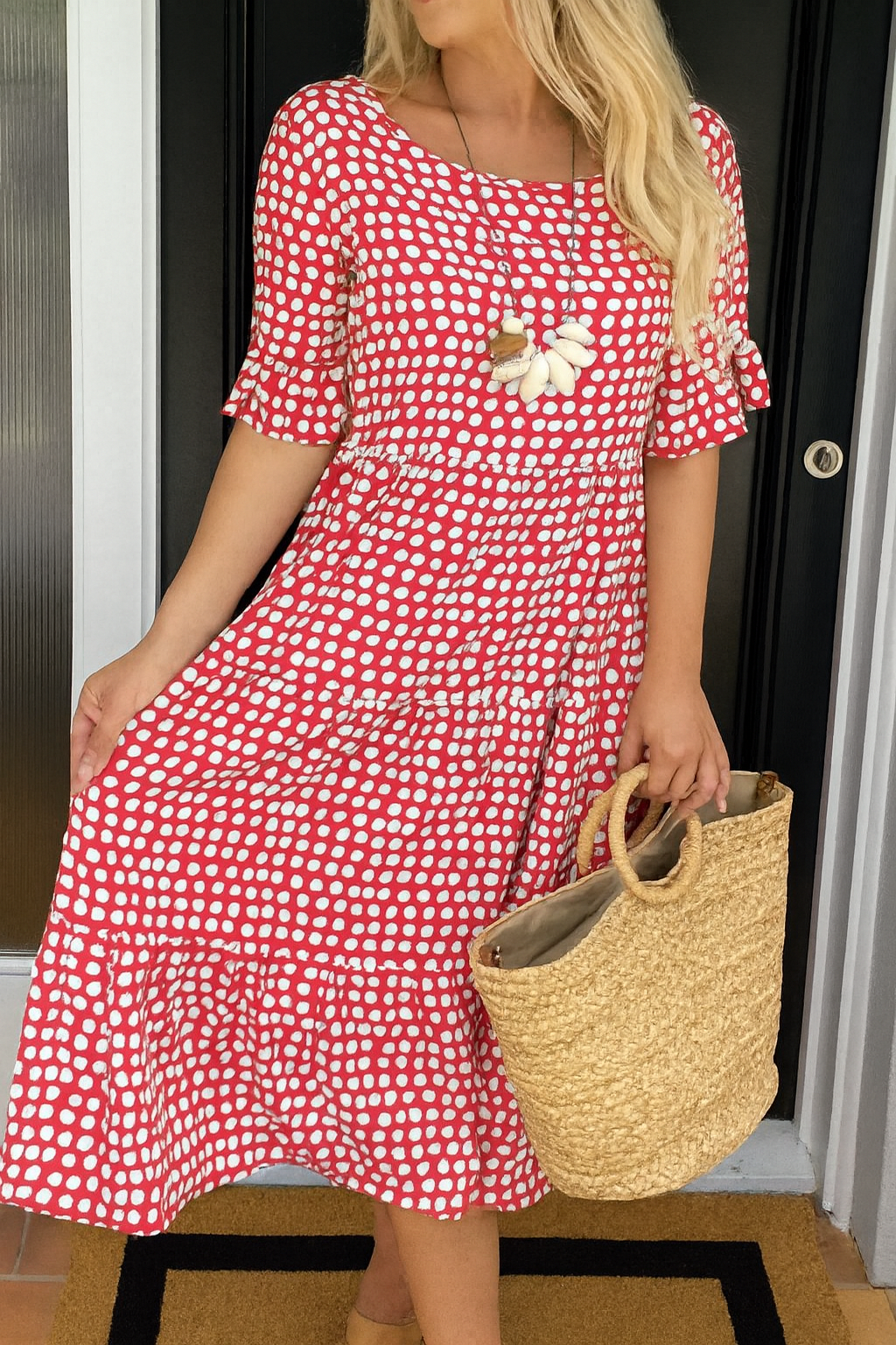 MILA | Printed Short-Sleeve Midi Dress