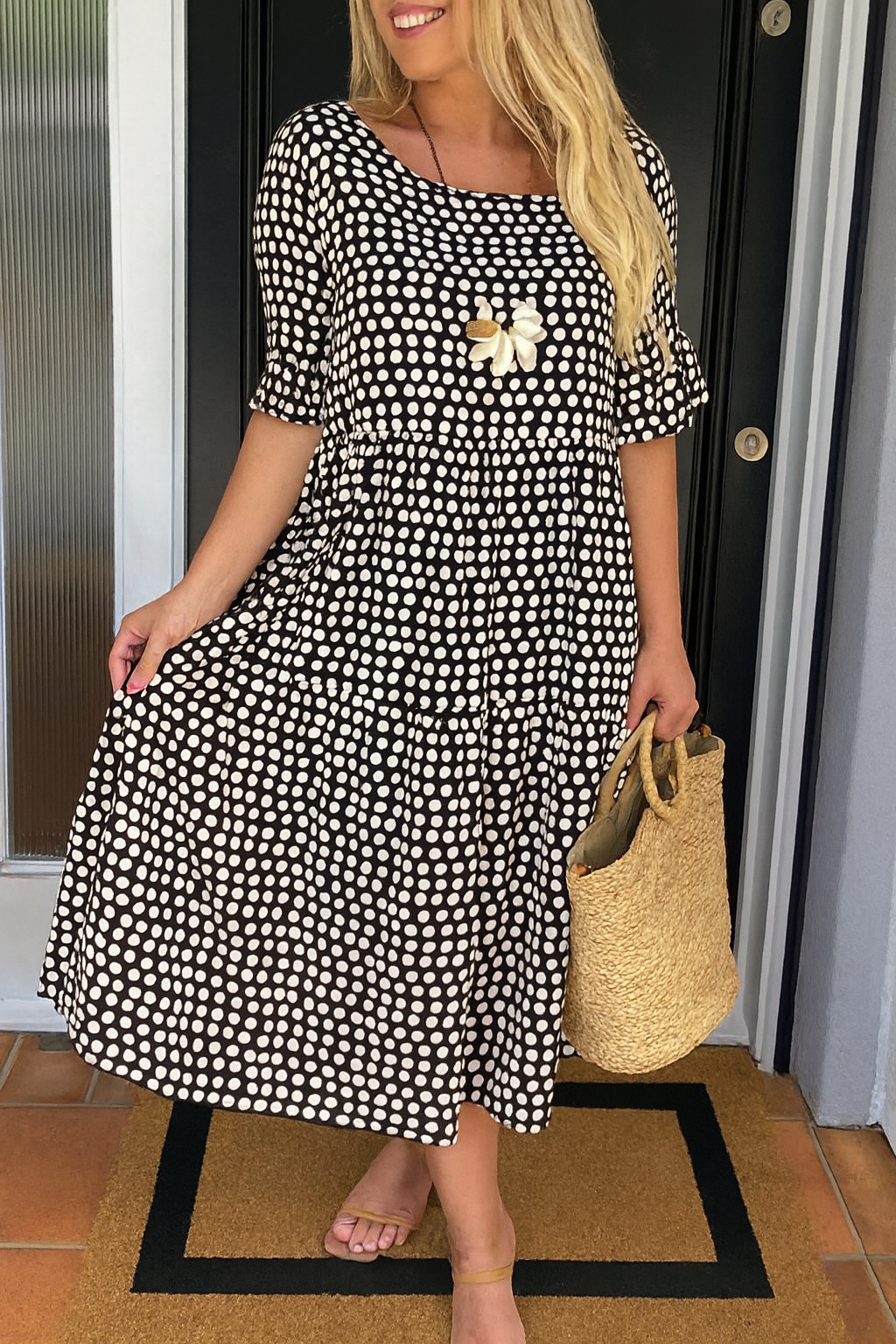 MILA | Printed Short-Sleeve Midi Dress