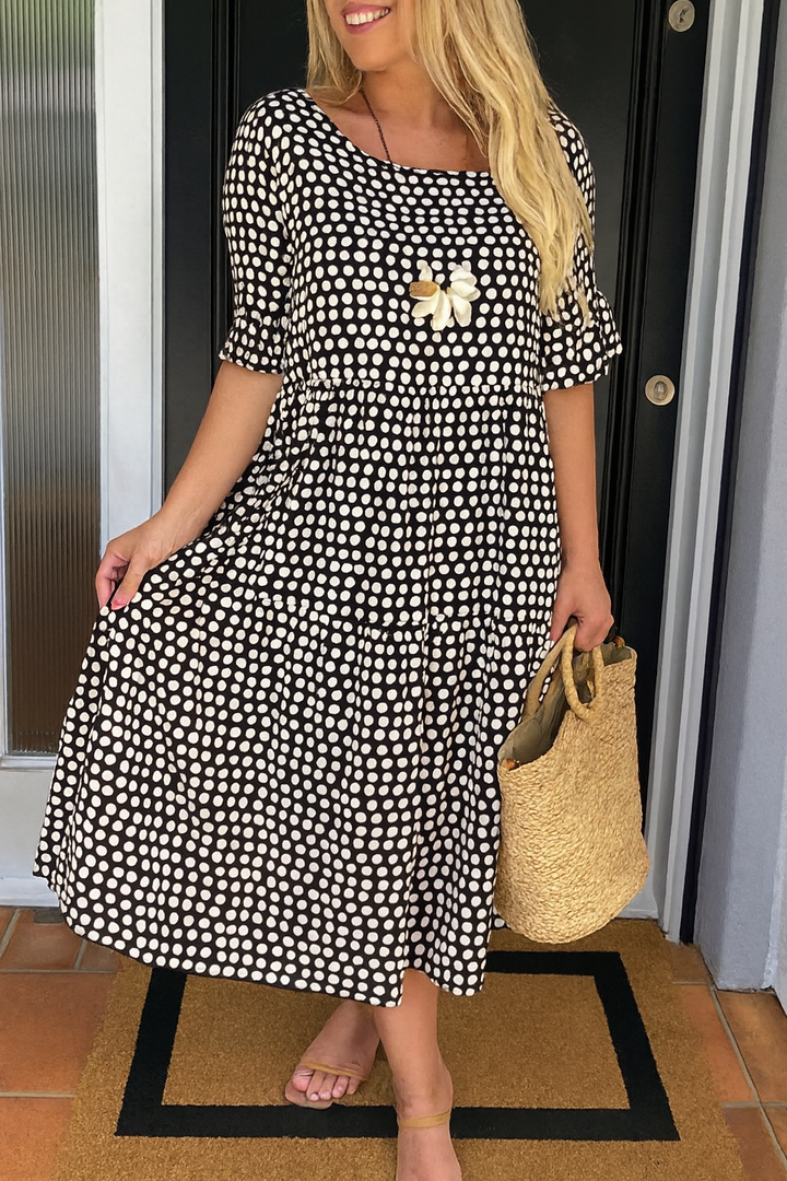 MILA | Printed Short-Sleeve Midi Dress