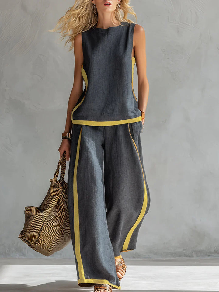 Elisa | Fluid Two-Piece Set with Contrast Details