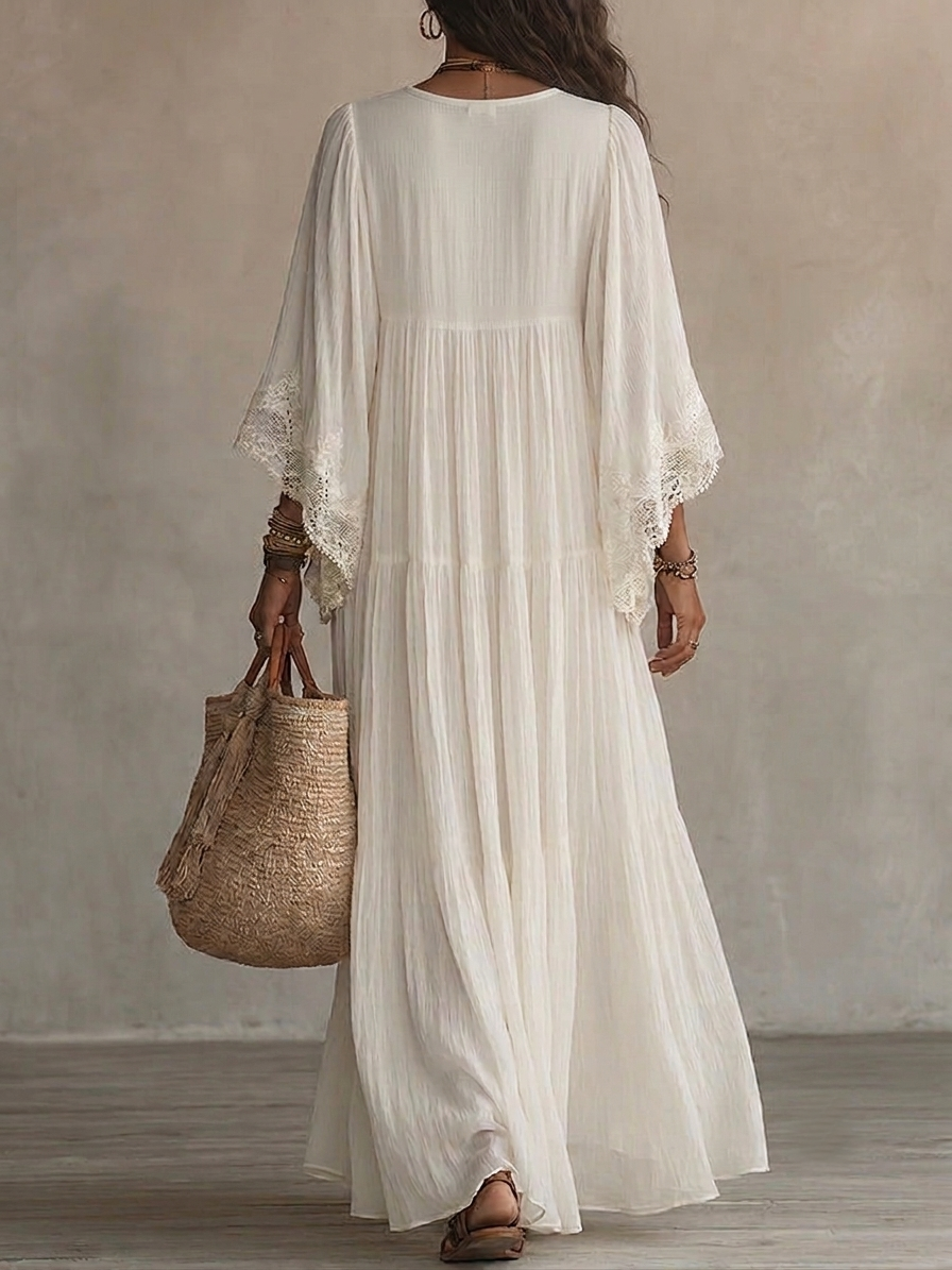 CELESTE | Long Dress with Batwing Sleeves