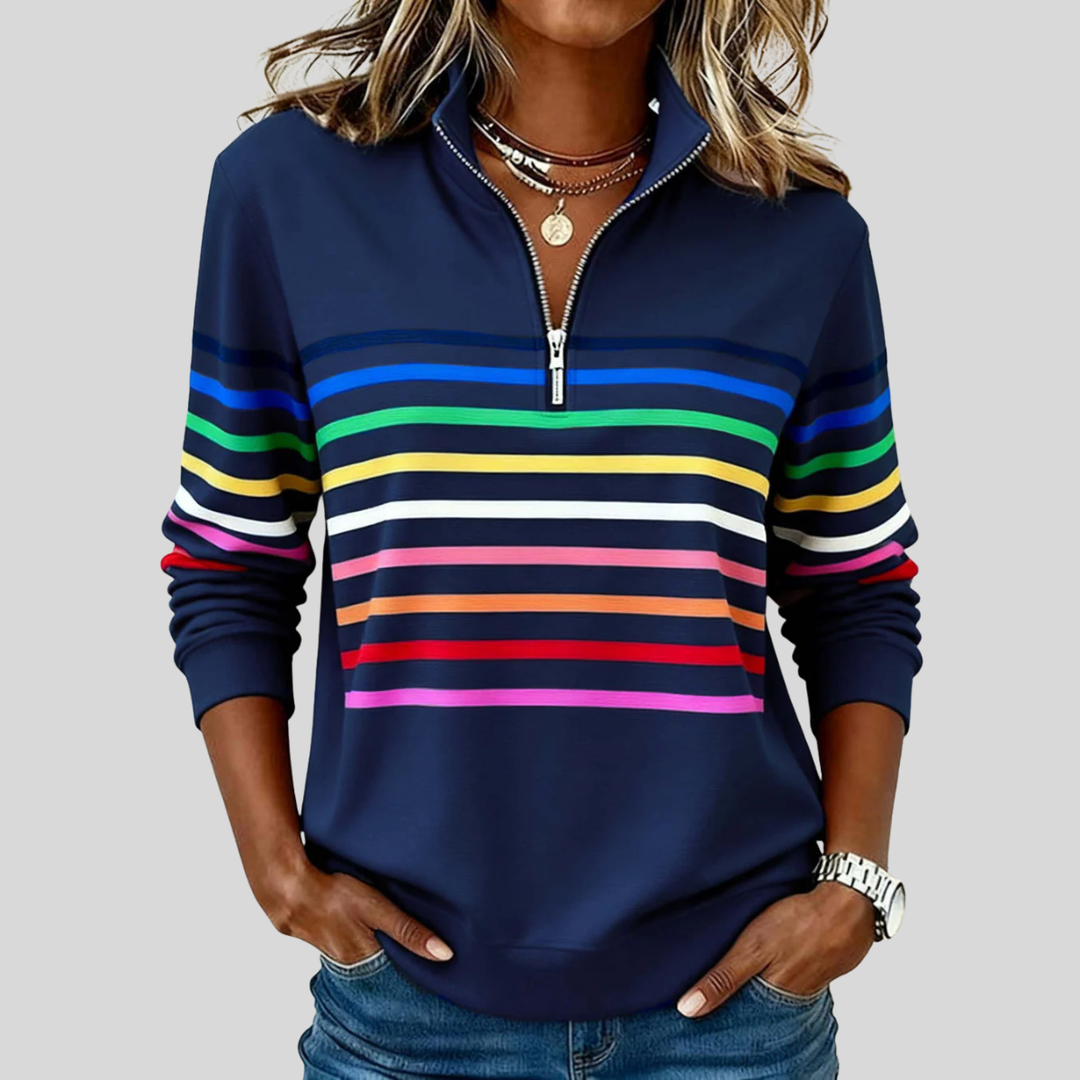 Prismette | Colourful Striped Quarter-Zip Sweatshirt