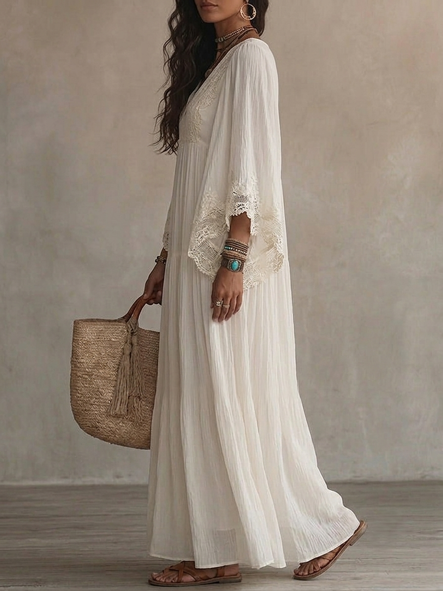 CELESTE | Long Dress with Batwing Sleeves