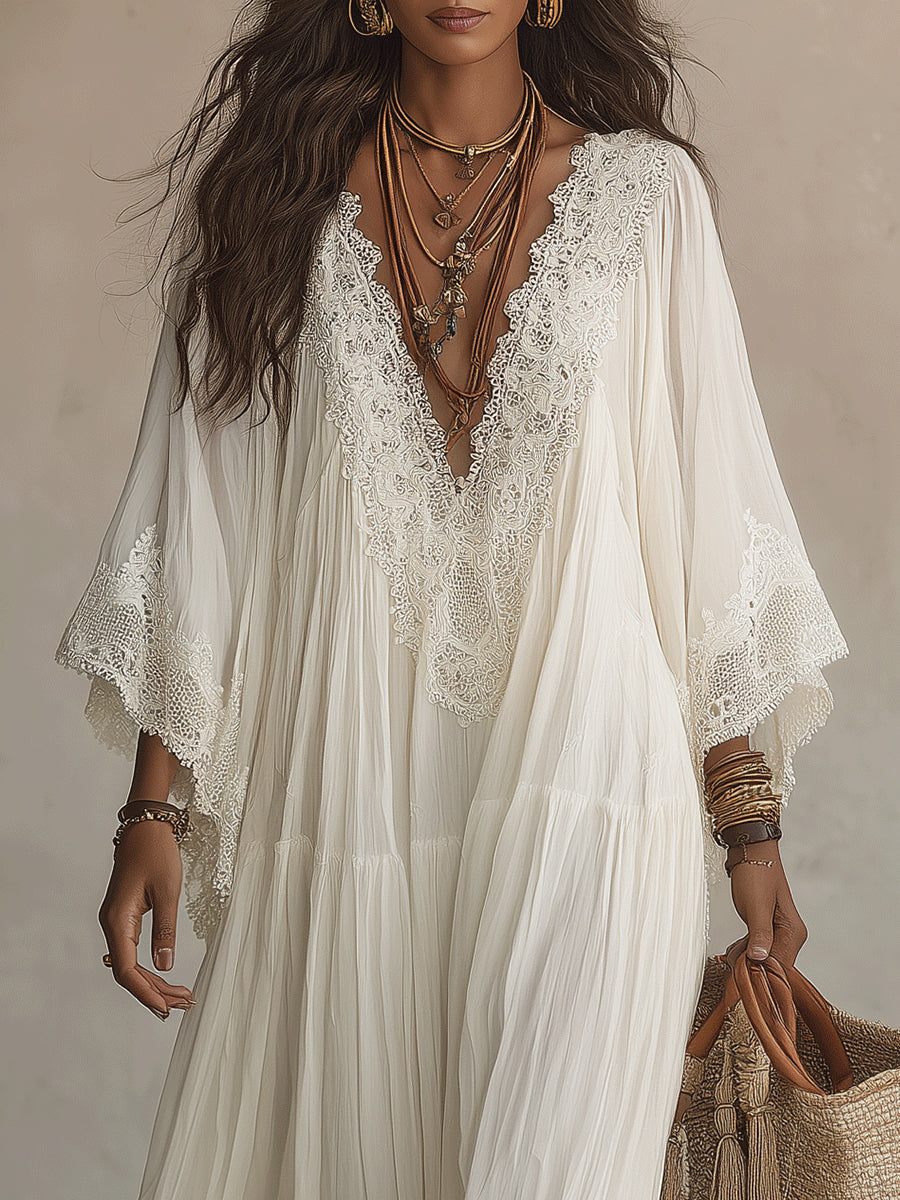CELESTE | Long Dress with Batwing Sleeves