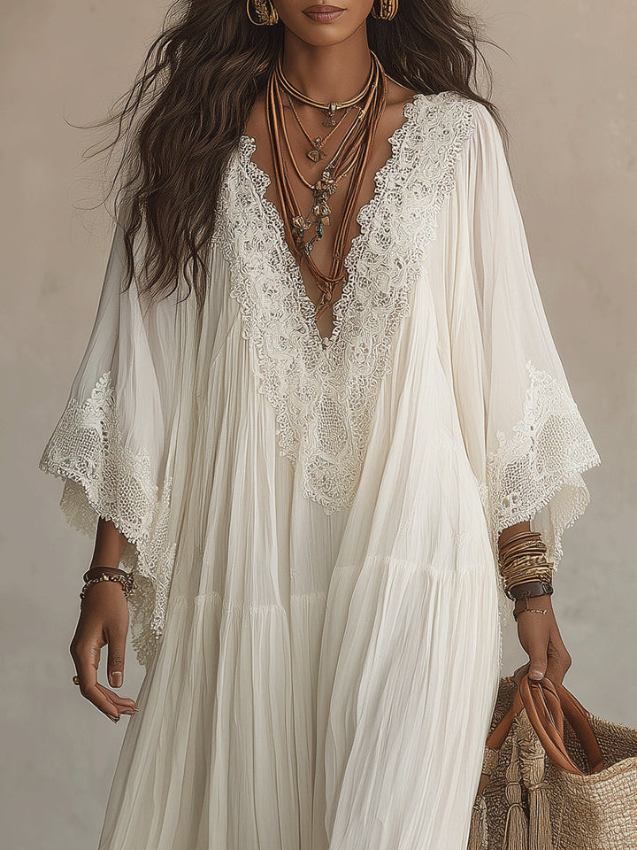 CELESTE | Long Dress with Batwing Sleeves