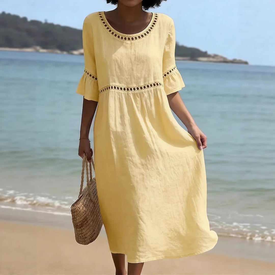 Amara | Elegant Tummy-Camouflaging Midi Dress