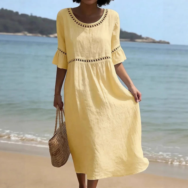 Amara | Elegant Tummy-Camouflaging Midi Dress