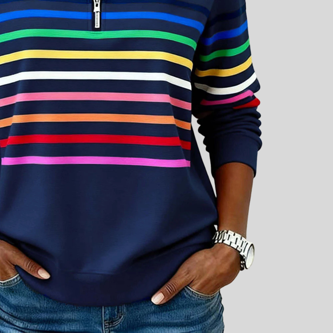 Prismette | Colourful Striped Quarter-Zip Sweatshirt