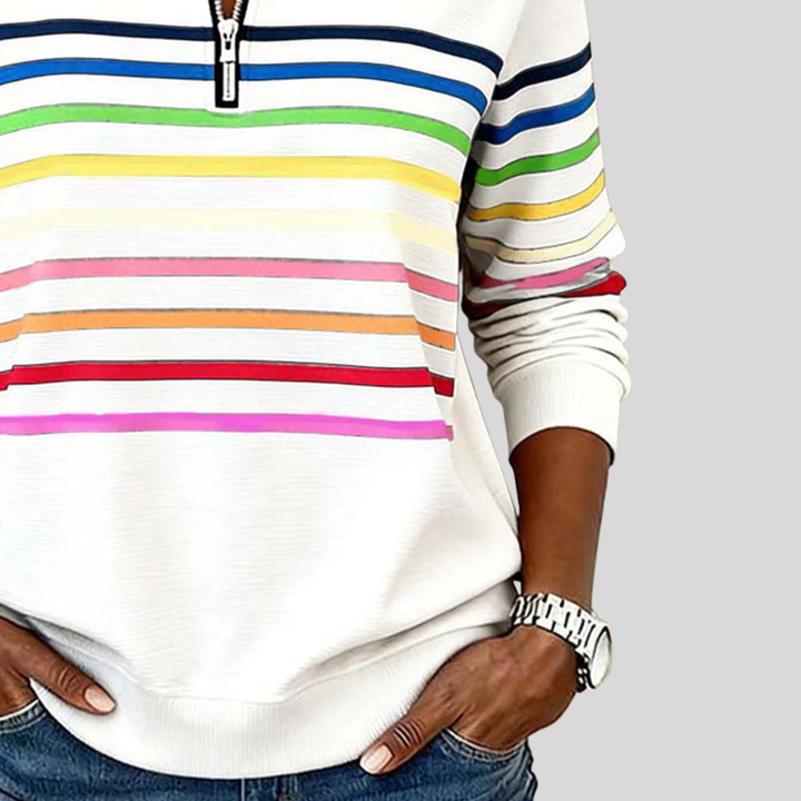 Prismette | Colourful Striped Quarter-Zip Sweatshirt