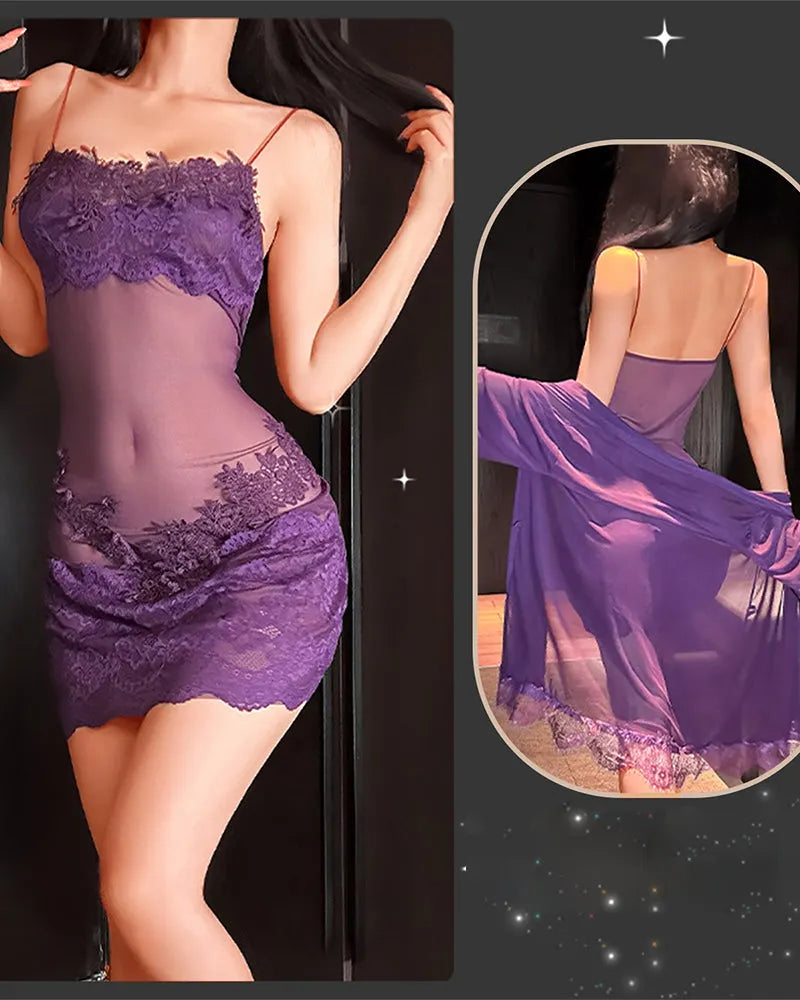 Abigail | Lace Mesh Pyjama Set