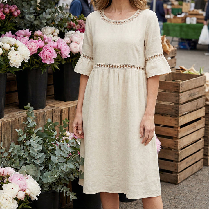 Amara | Elegant Tummy-Camouflaging Midi Dress