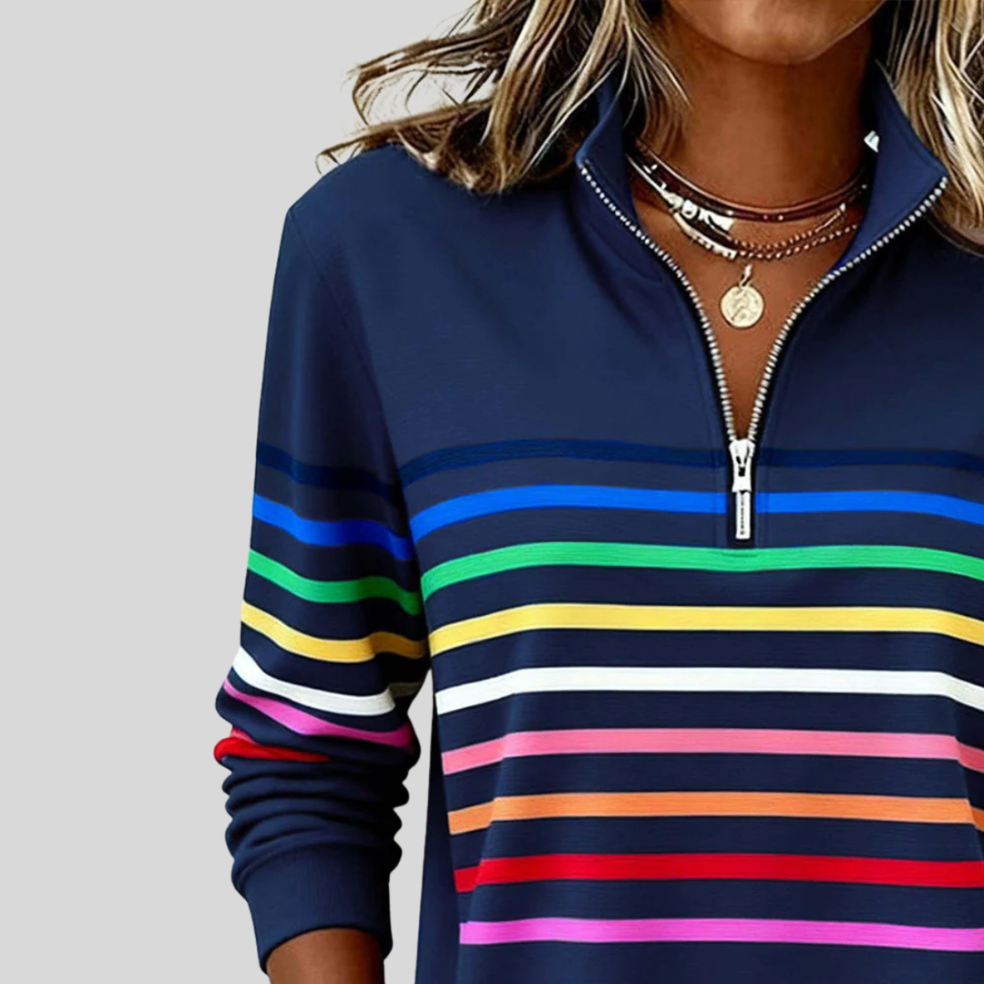 Prismette | Colourful Striped Quarter-Zip Sweatshirt