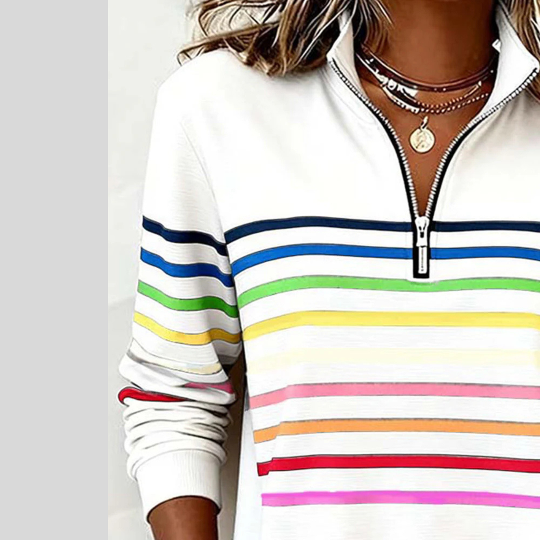 Prismette | Colourful Striped Quarter-Zip Sweatshirt