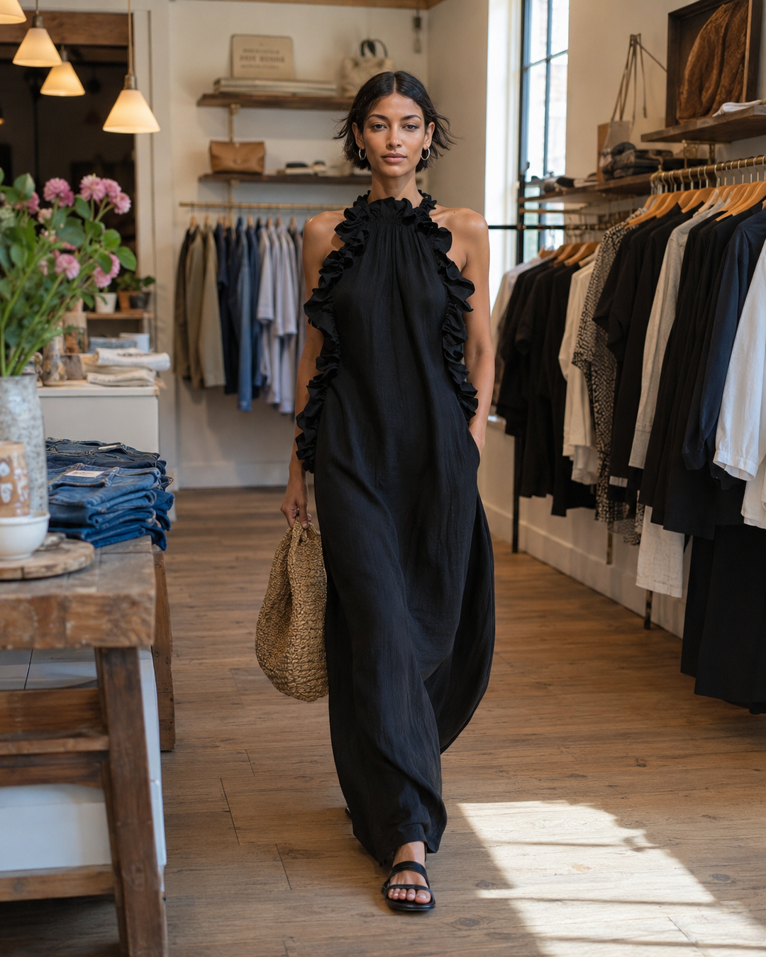 Helene | Sleeveless Maxi Dress with Ruffles