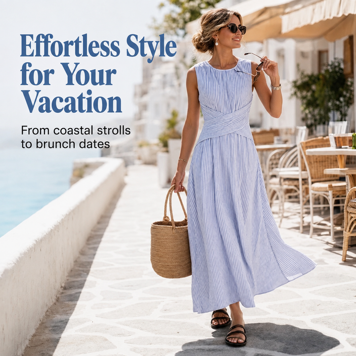 Aitana | Striped Dress with Crossed Waist