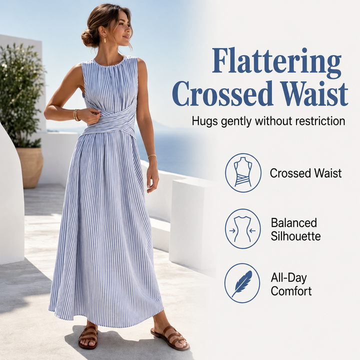 Aitana | Striped Dress with Crossed Waist