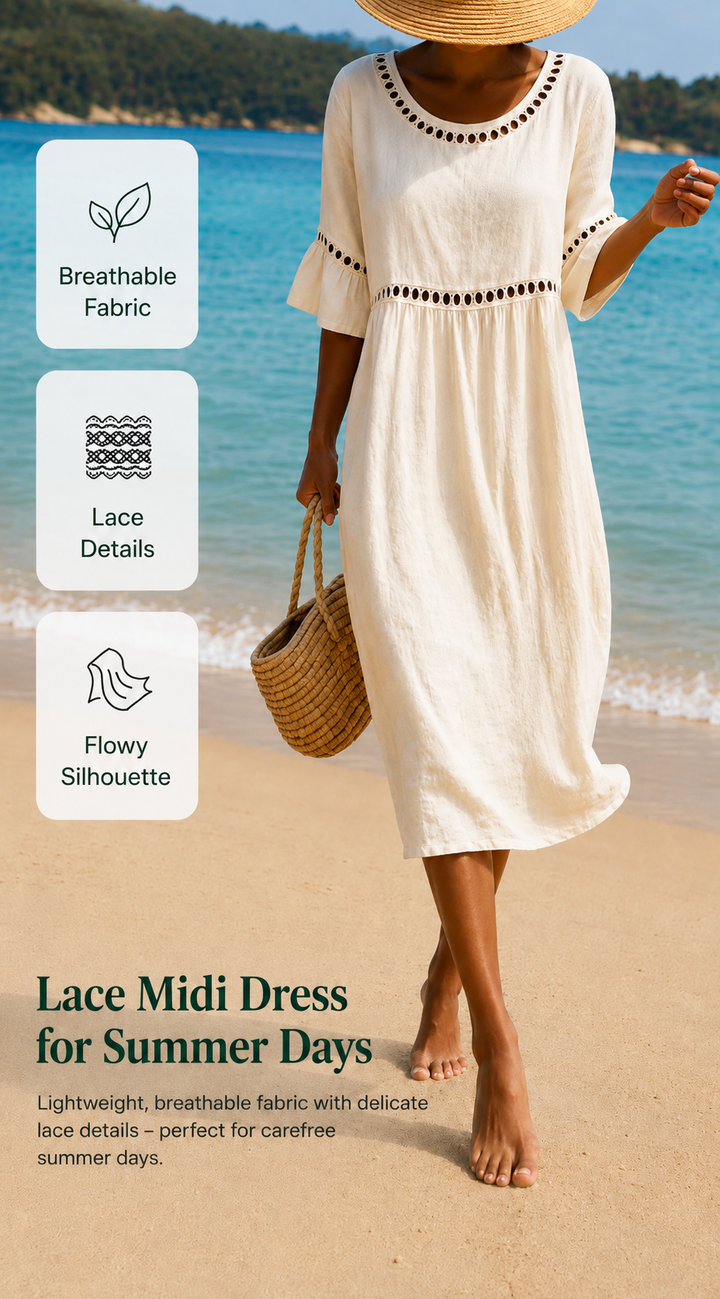 Amara | Elegant Tummy-Camouflaging Midi Dress