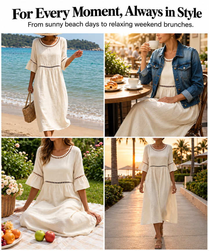 Amara | Elegant Tummy-Camouflaging Midi Dress