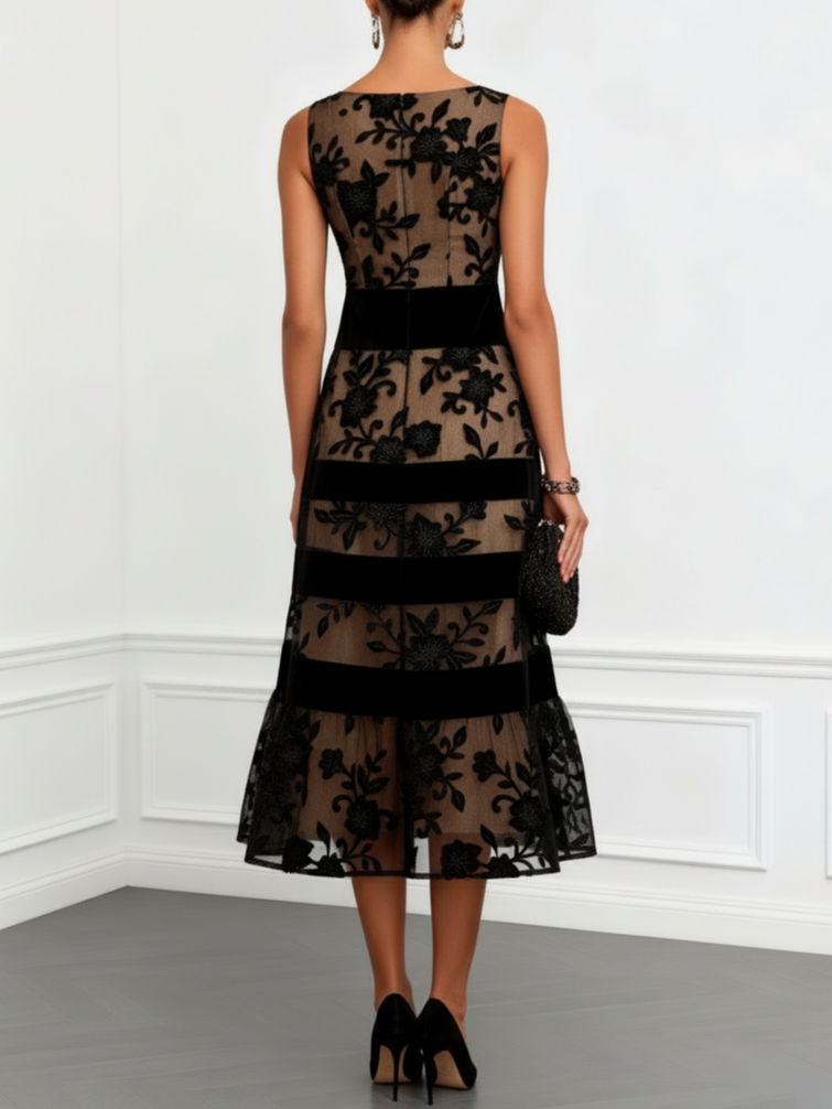 Amelia | Floral Sleeveless A-Line Midi Dress