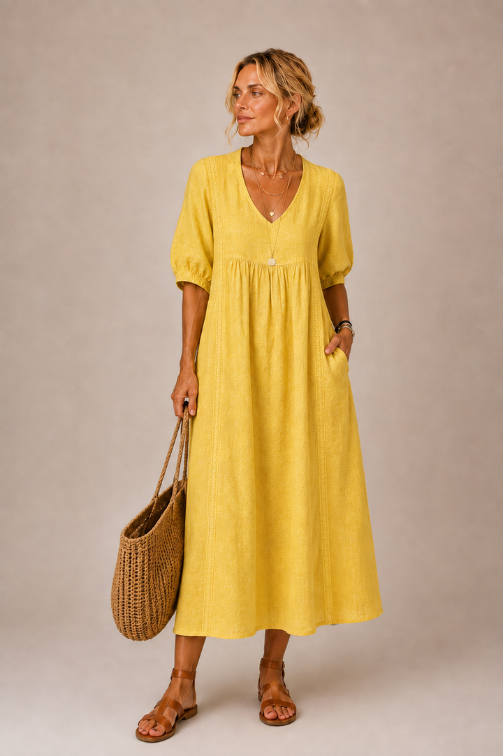 ELENA™ | V-Neck Midi Dress