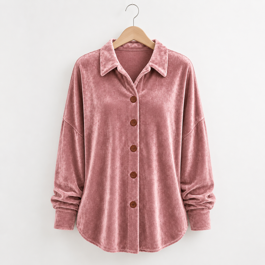 Sofia | Velvet Button-Front Shirt