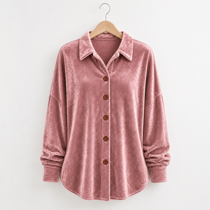 Sofia | Velvet Button-Front Shirt