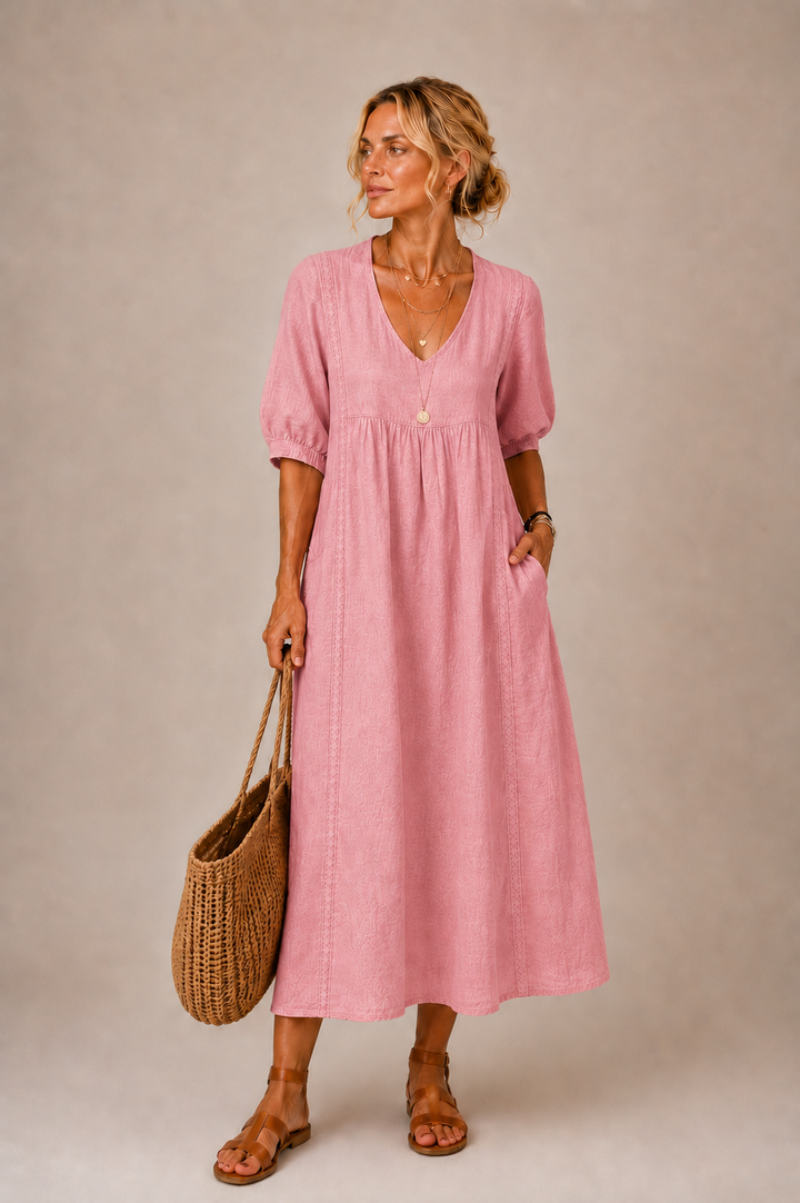 ELENA™ | V-Neck Midi Dress