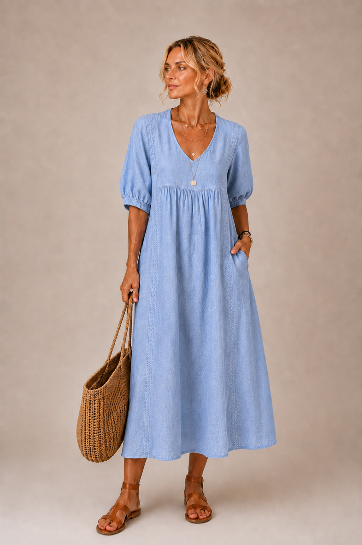 ELENA™ | V-Neck Midi Dress