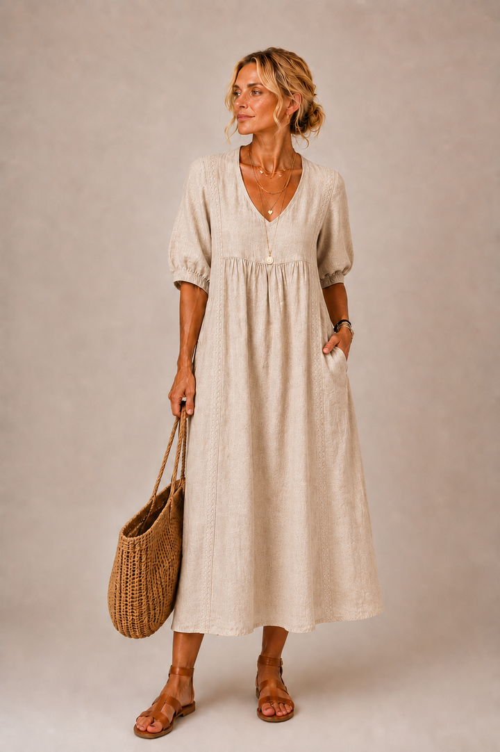 ELENA™ | V-Neck Midi Dress