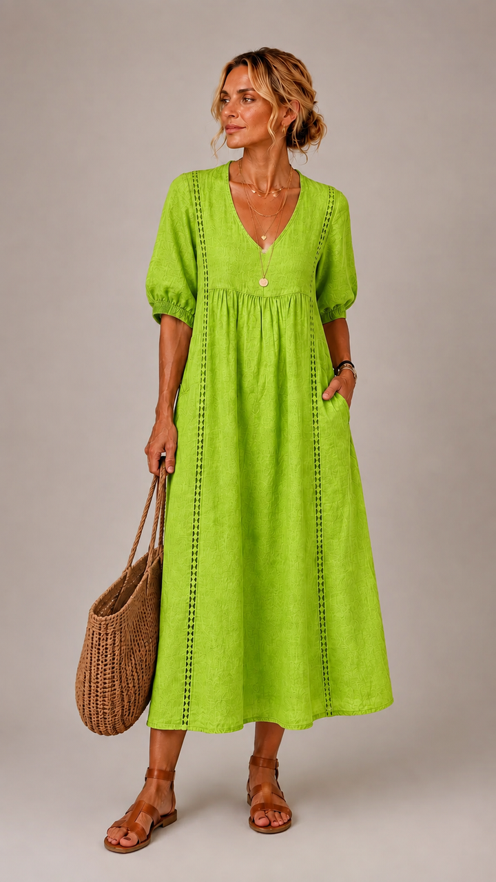 ELENA™ | V-Neck Midi Dress