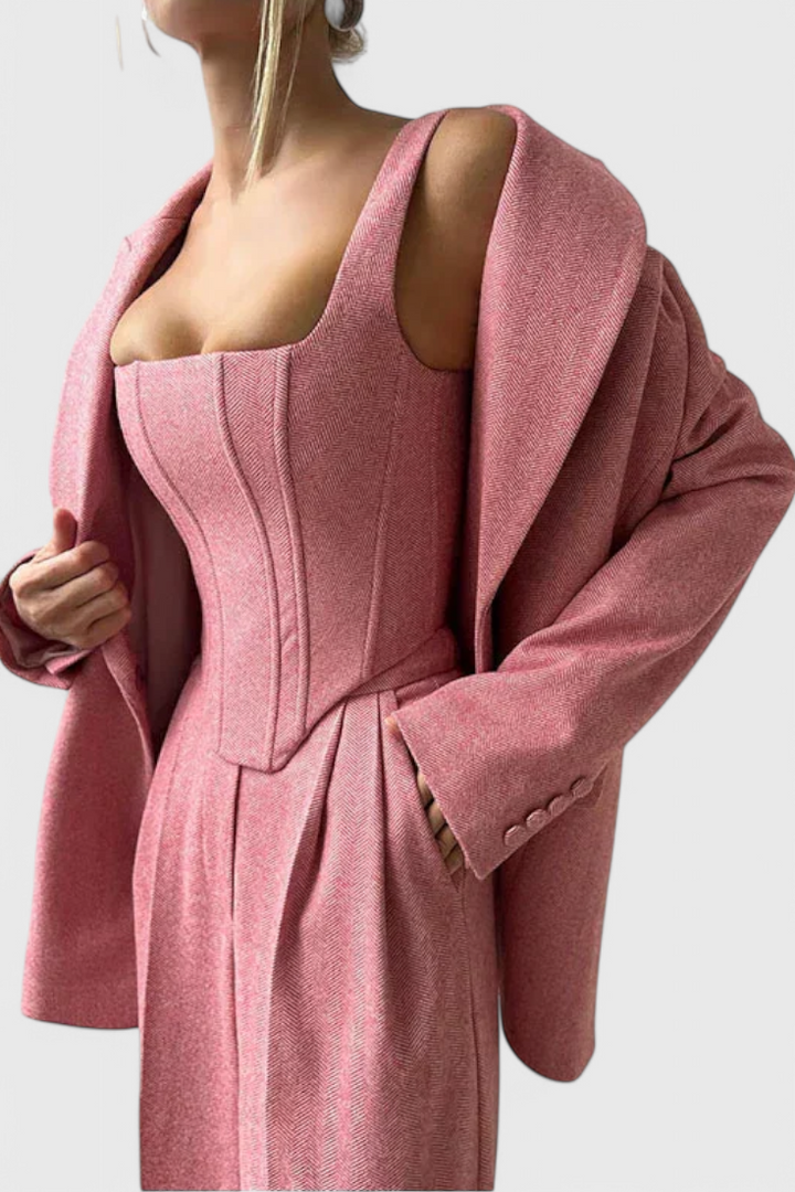 Evena Three-Piece Suit Ensemble Featuring a Tailored Corset