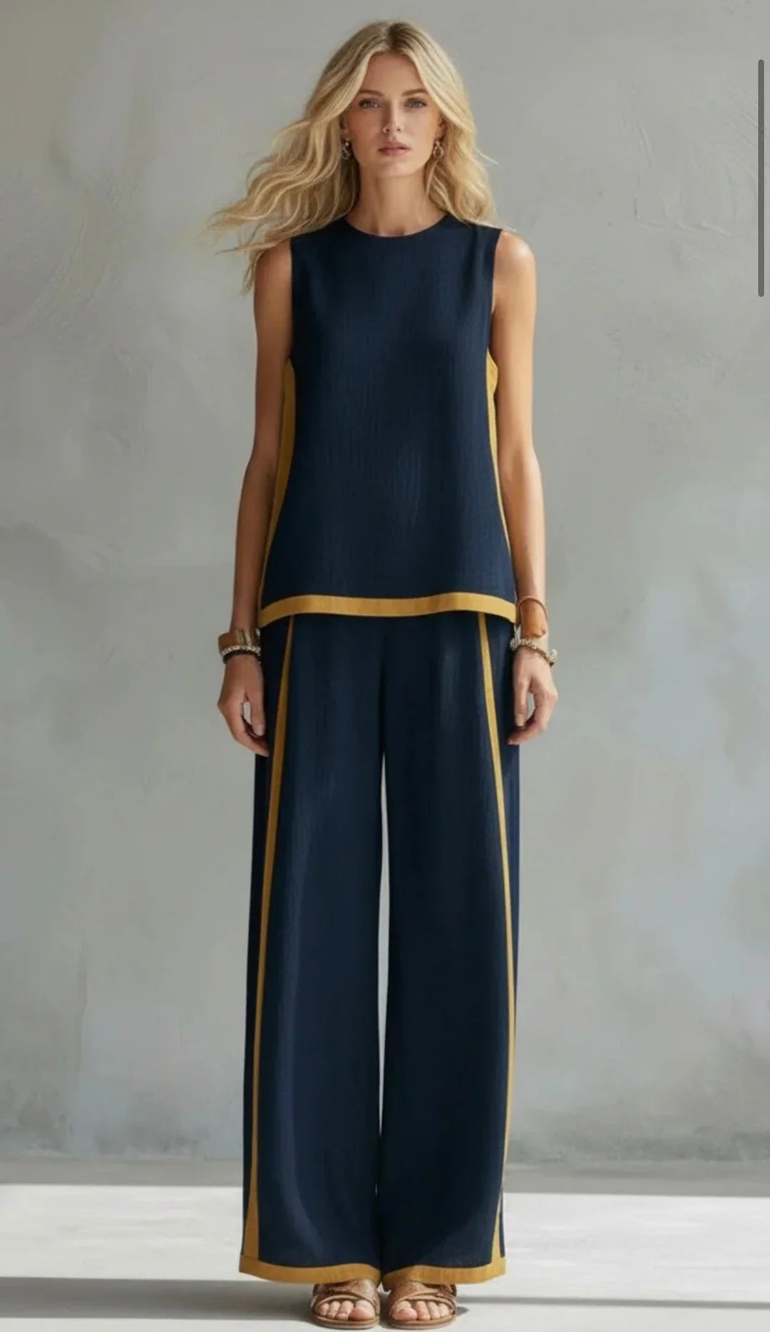 Elisa | Fluid Two-Piece Set with Contrast Details