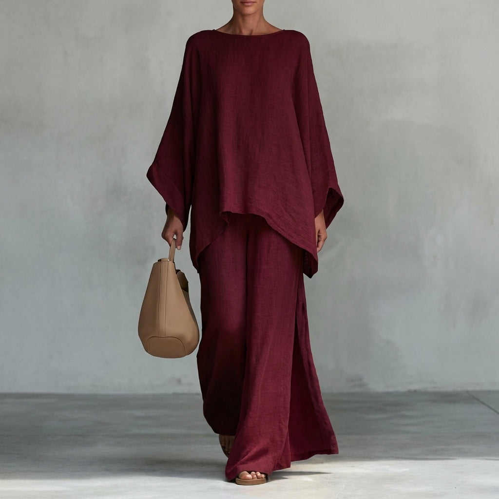 Christine | Two-Piece Set with Long Sleeves and Wide Trousers