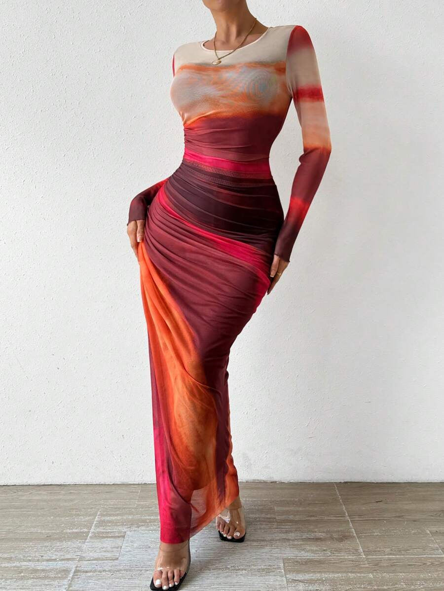 TORINA | Round Neck Bodycon Maxi Dress