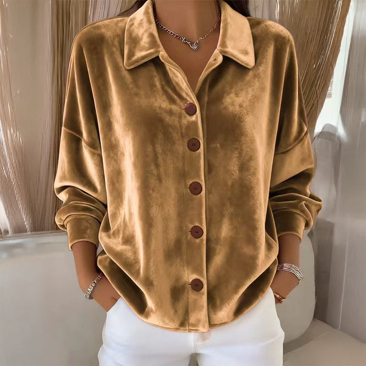 Sofia | Velvet Button-Front Shirt