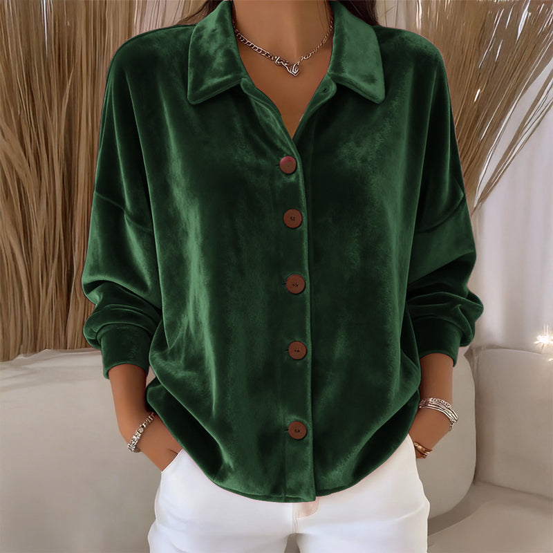 Sofia | Velvet Button-Front Shirt