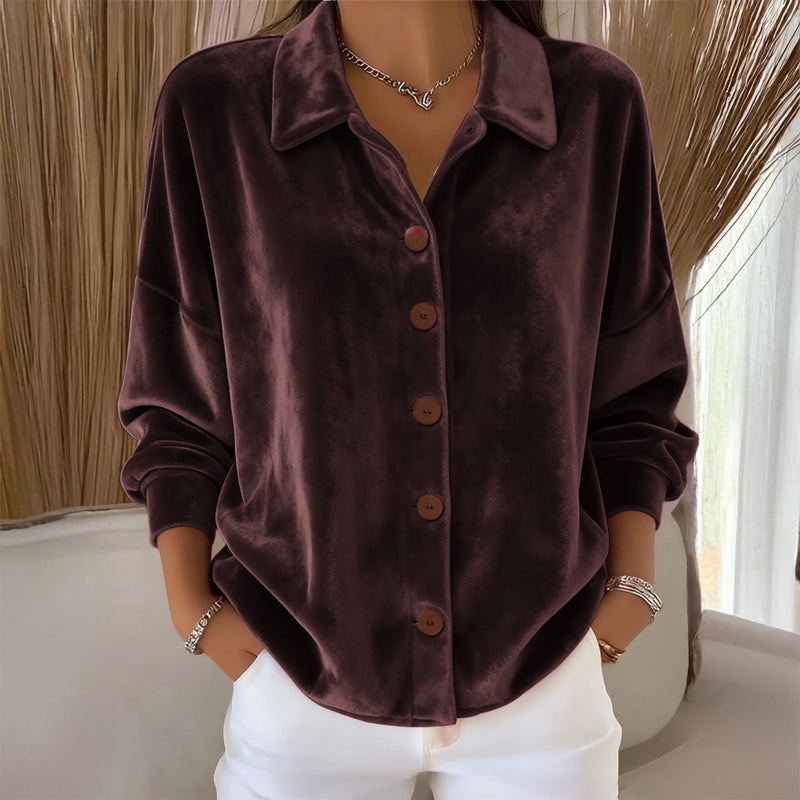 Sofia | Velvet Button-Front Shirt