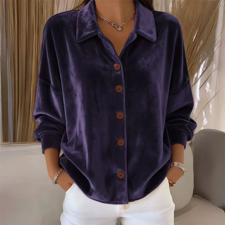 Sofia | Velvet Button-Front Shirt
