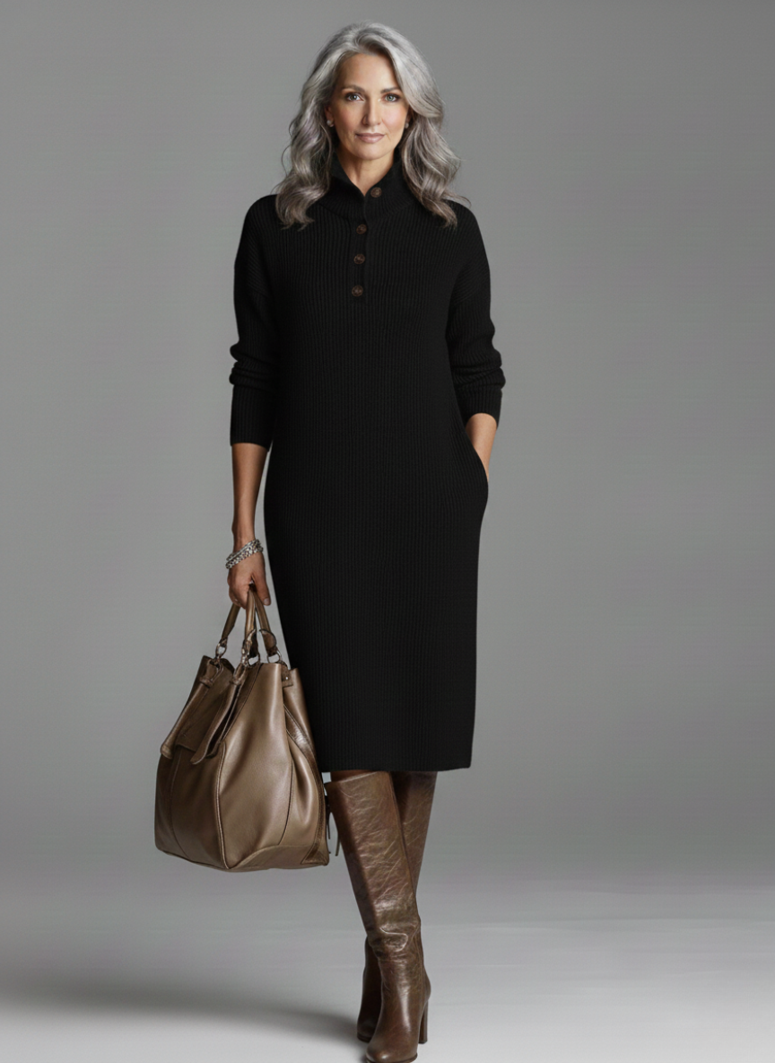 Britt | Chic Ribbed Midi Dress